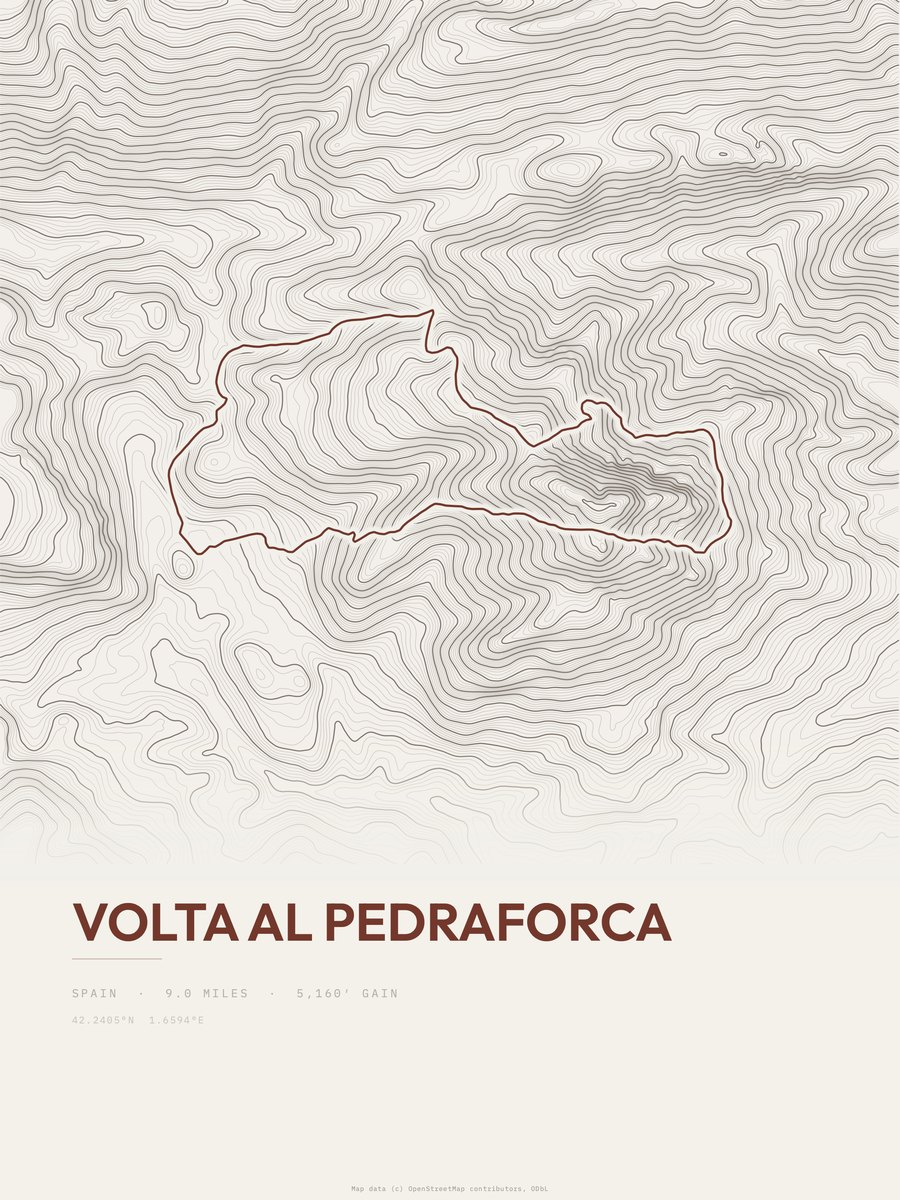Volta al Pedraforca topographic trail print