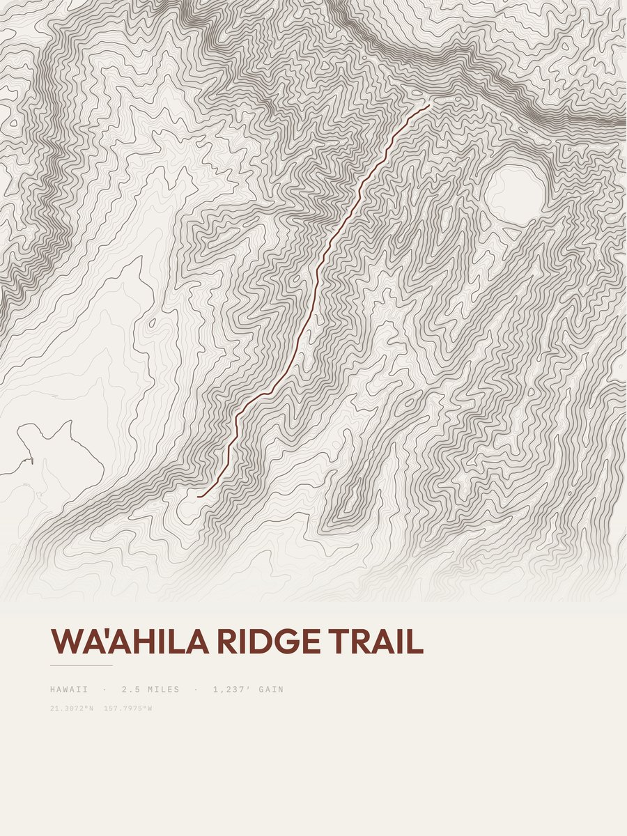 Wa'ahila Ridge Trail Topographic print