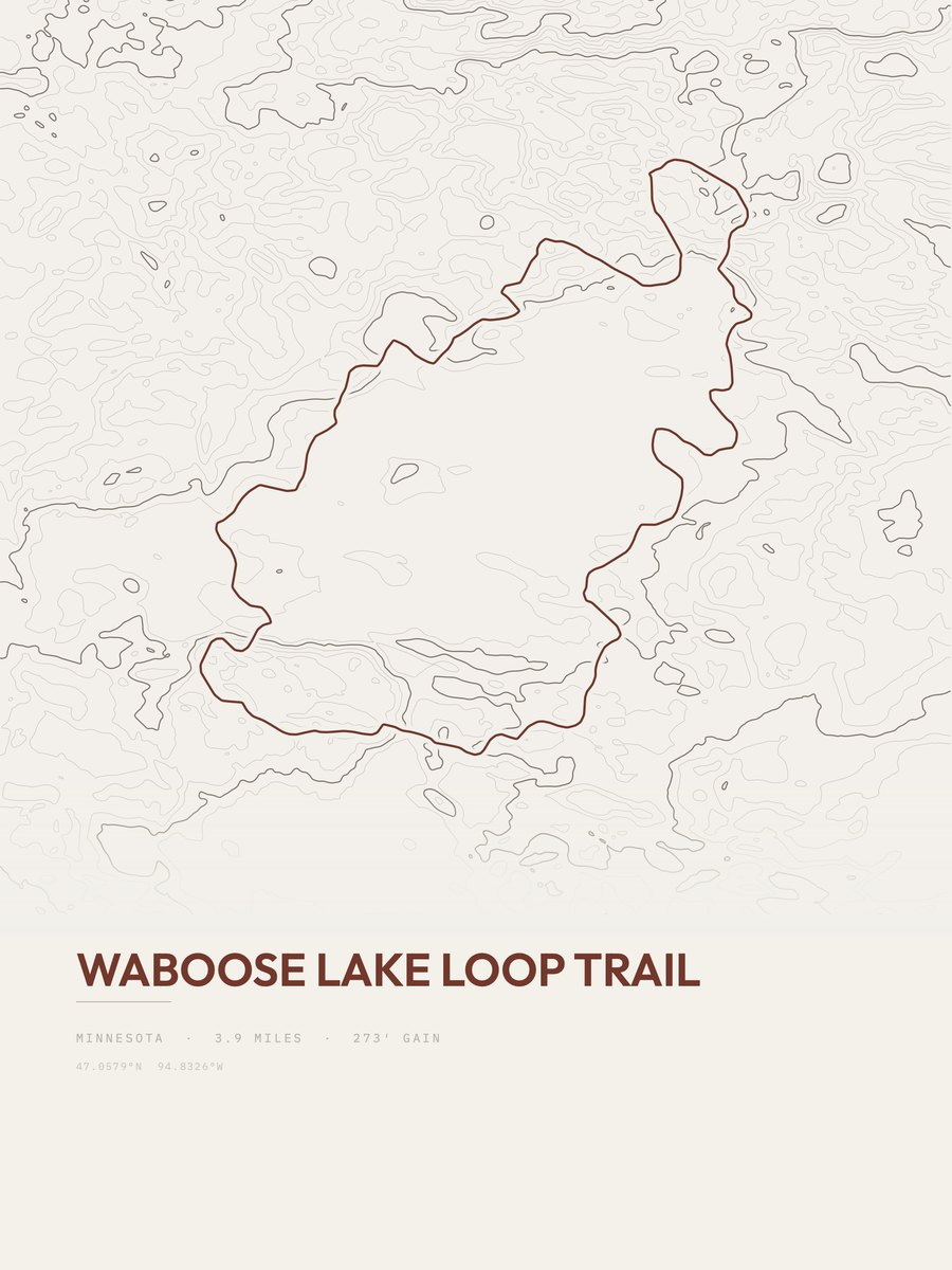 Waboose Lake Loop Trail topographic trail print