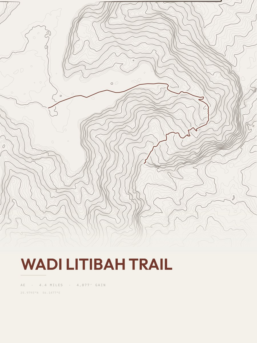 Wadi Litibah Trail Topographic print
