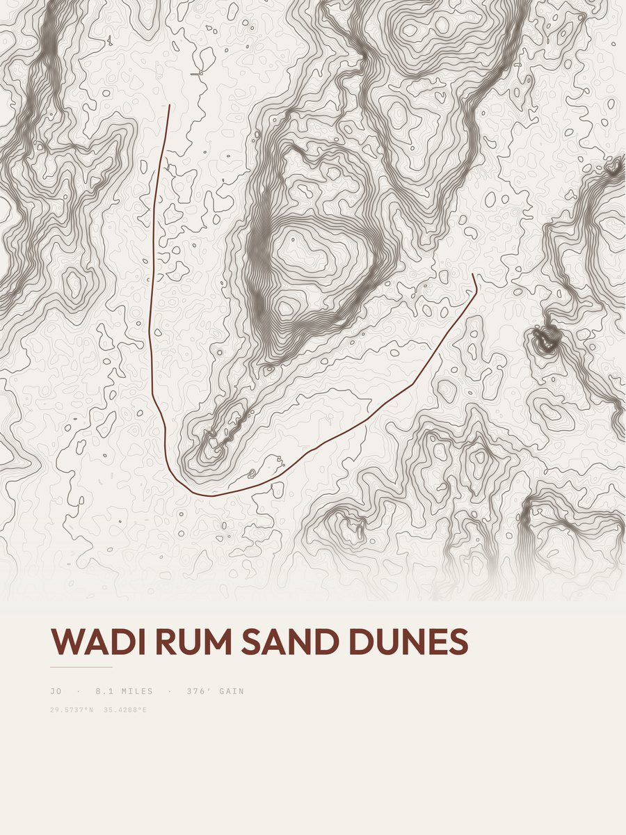 Wadi Rum Sand Dunes Topographic print