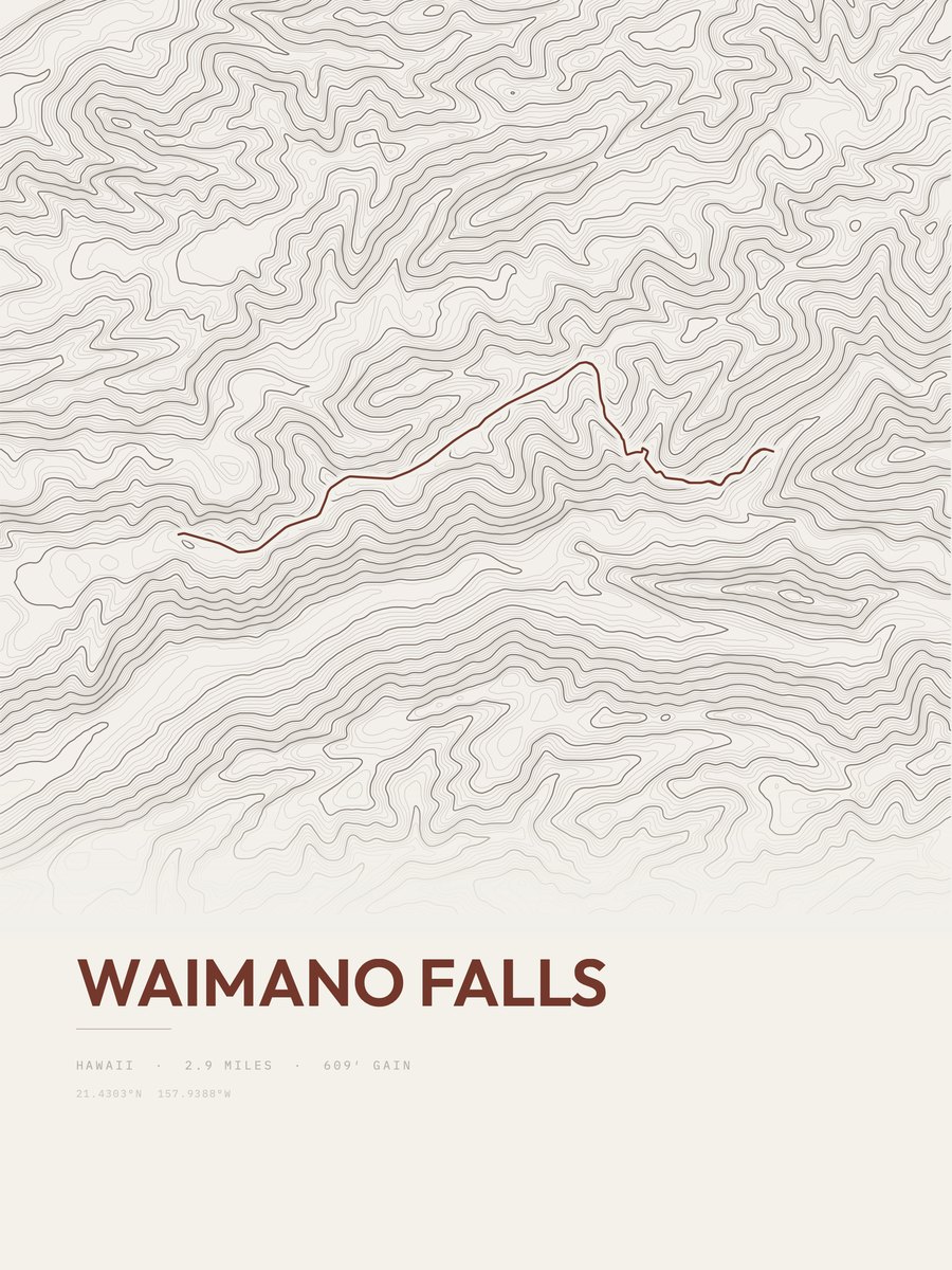 Waimano Falls Topographic print