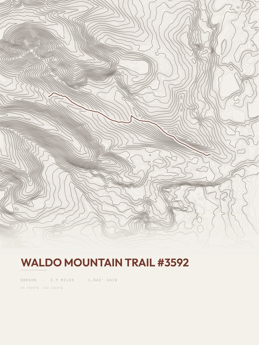 Waldo Mountain Trail Topographic print