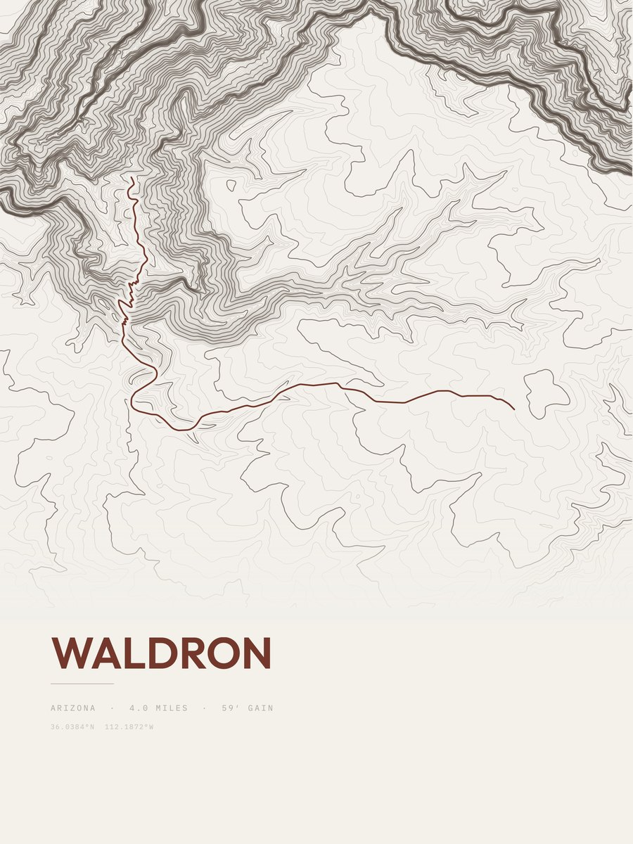 Waldron topographic trail print