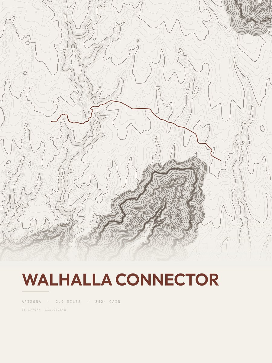 Walhalla Connector topographic trail print