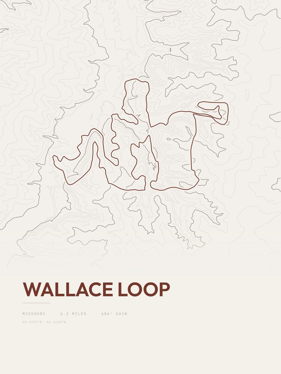 Wallace Loop topographic trail print