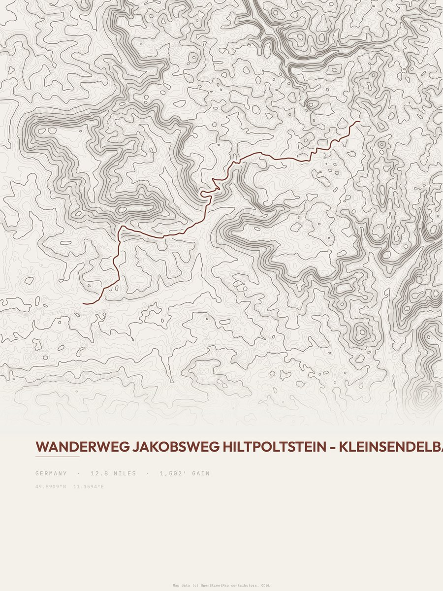 Jakobsweg topographic trail print