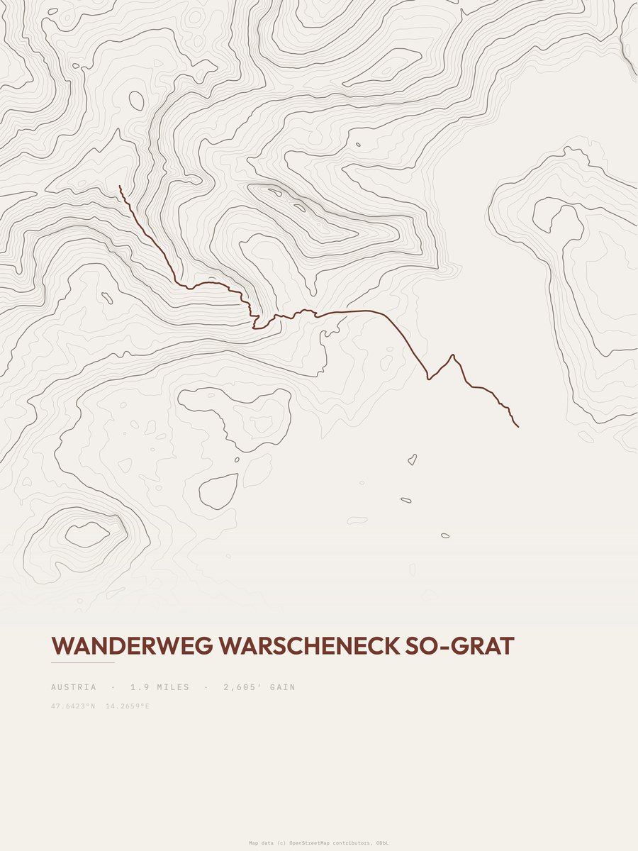 Wanderweg Warscheneck SO-Grat topographic trail print