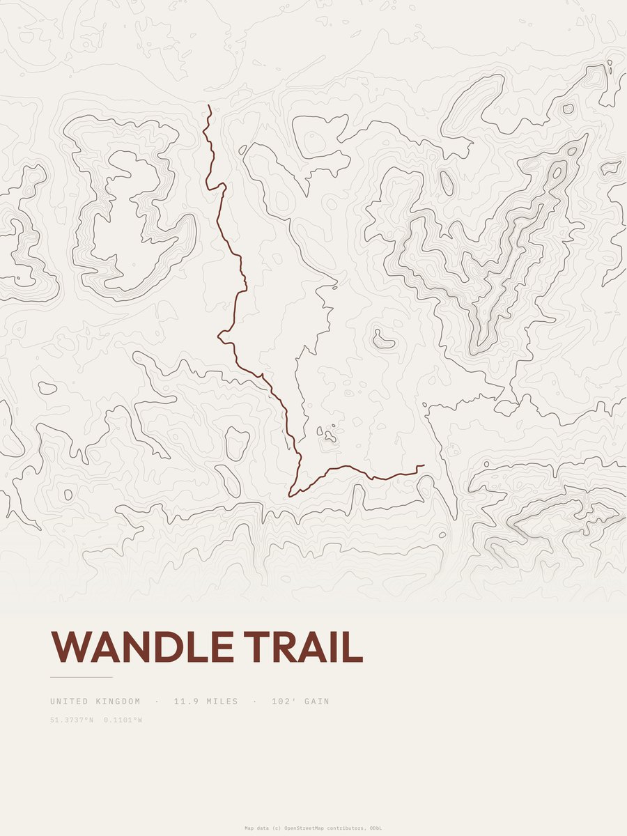 Wandle Trail Topographic print