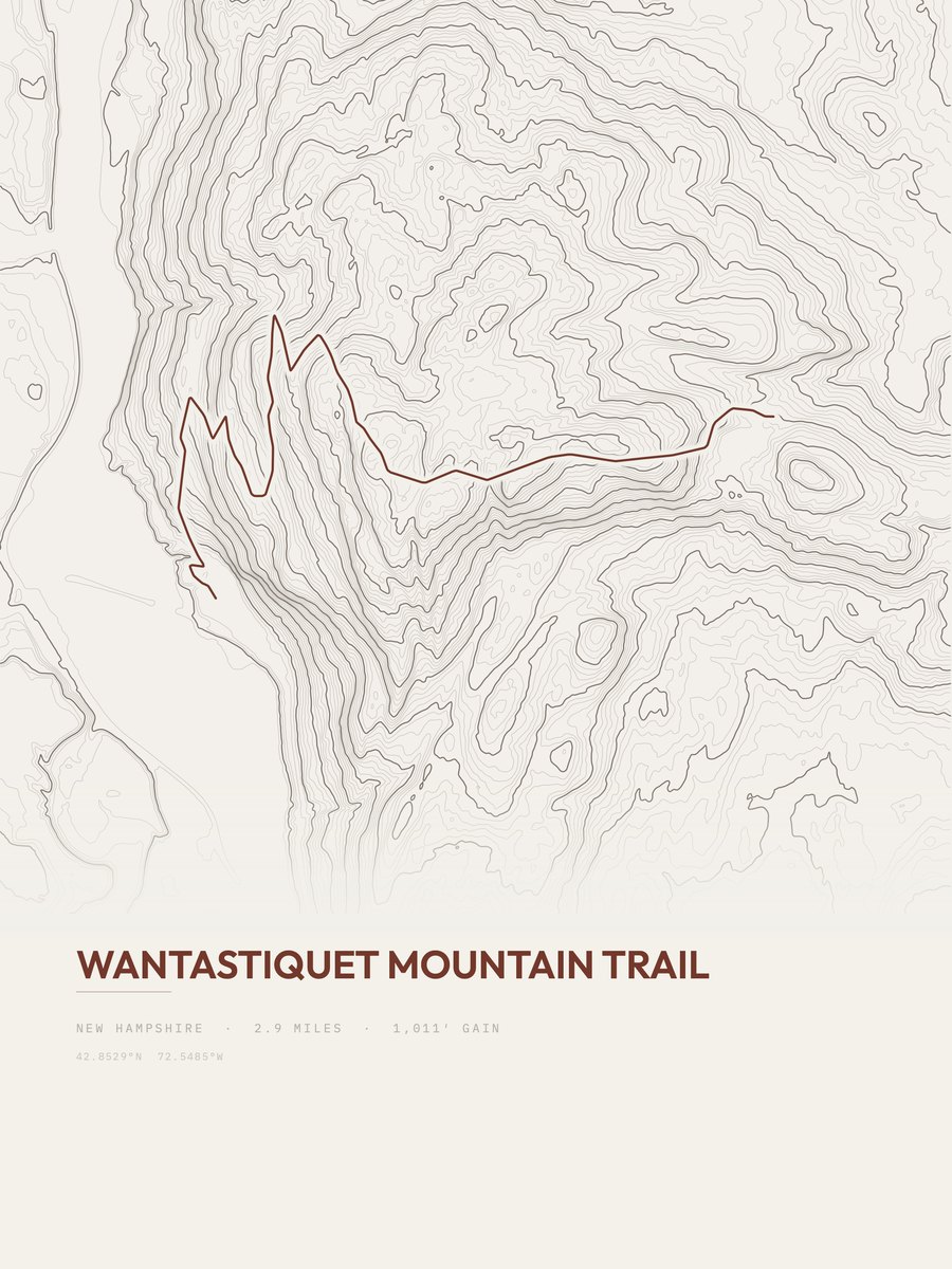 Wantastiquet Mountain Trail Topographic print