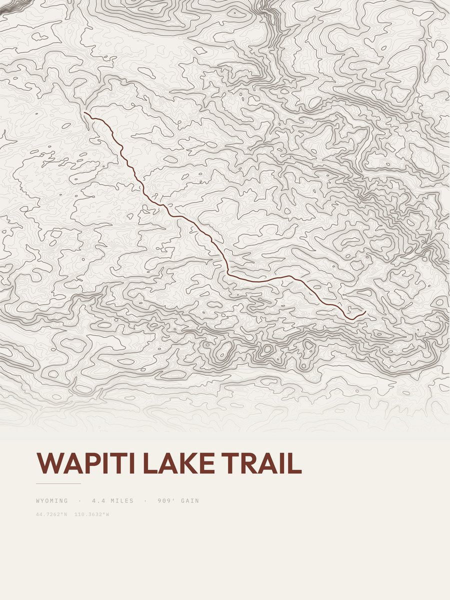 Wapiti Lake Trail topographic trail print
