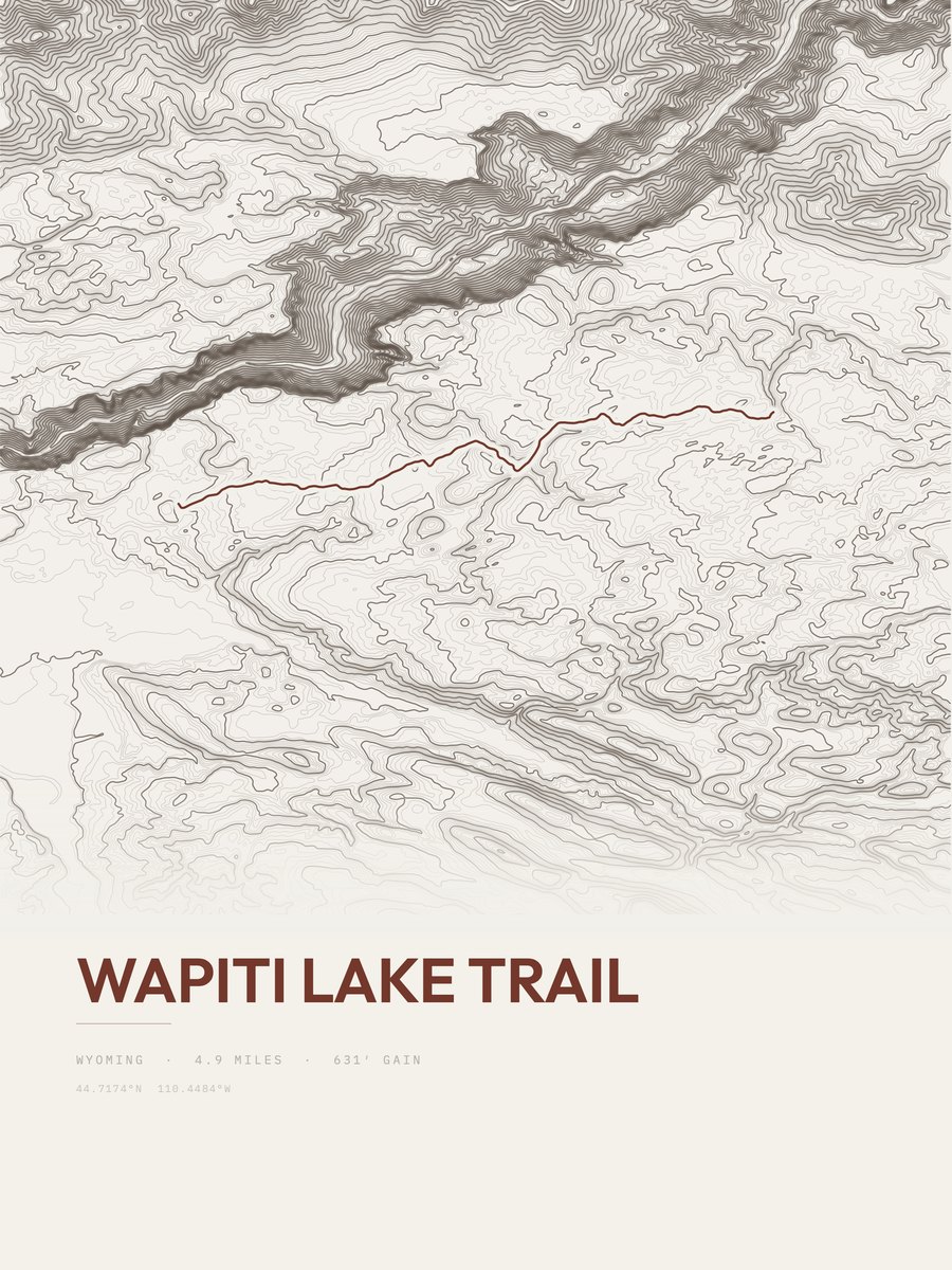 Wapiti Lake Trail topographic trail print