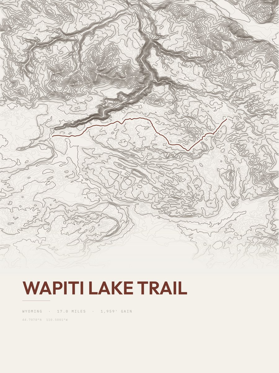 Wapiti Lake Trail topographic trail print