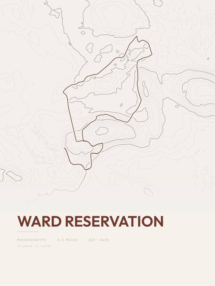 Ward Reservation topographic trail print