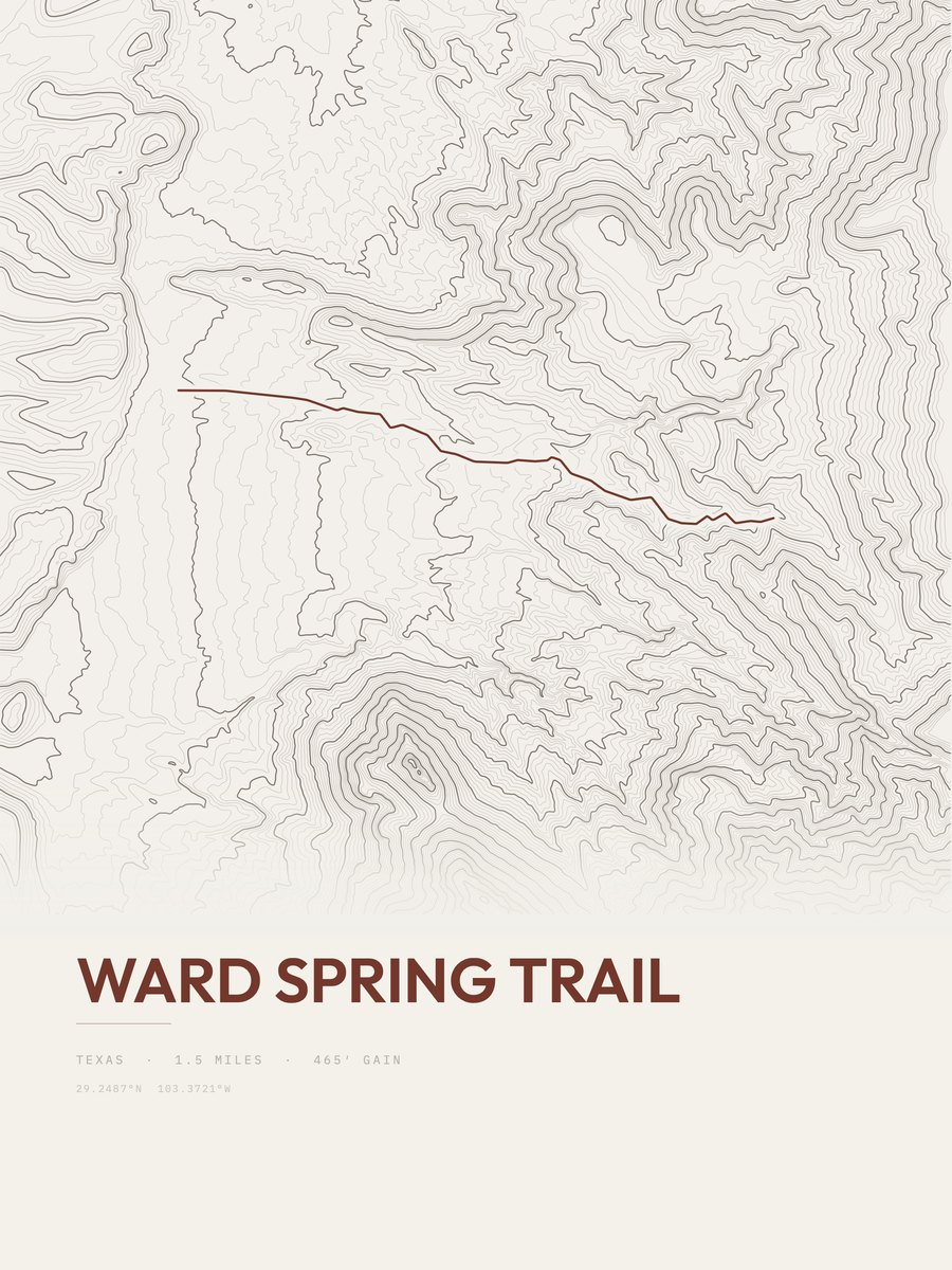Ward Spring Trail topographic trail print