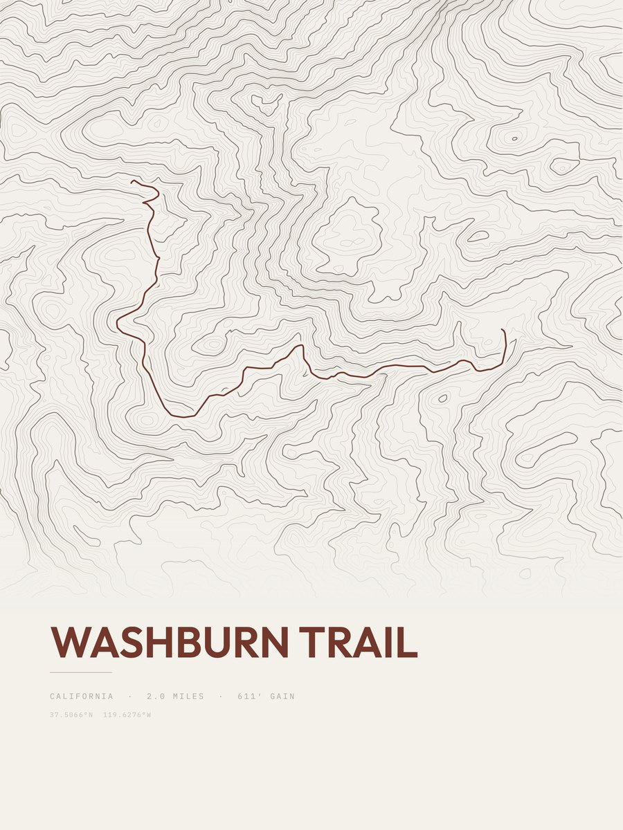Washburn Trail Topographic print