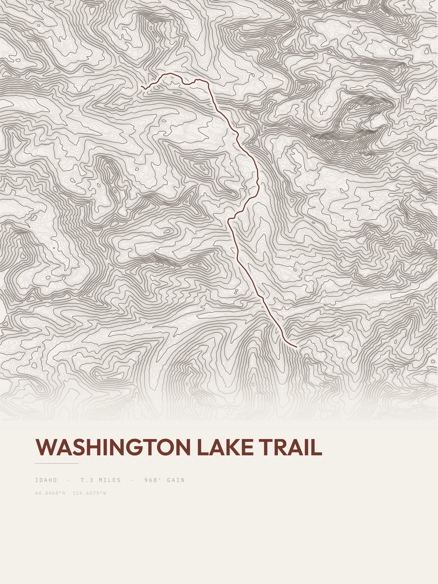 Washington Lake Trail topographic trail print