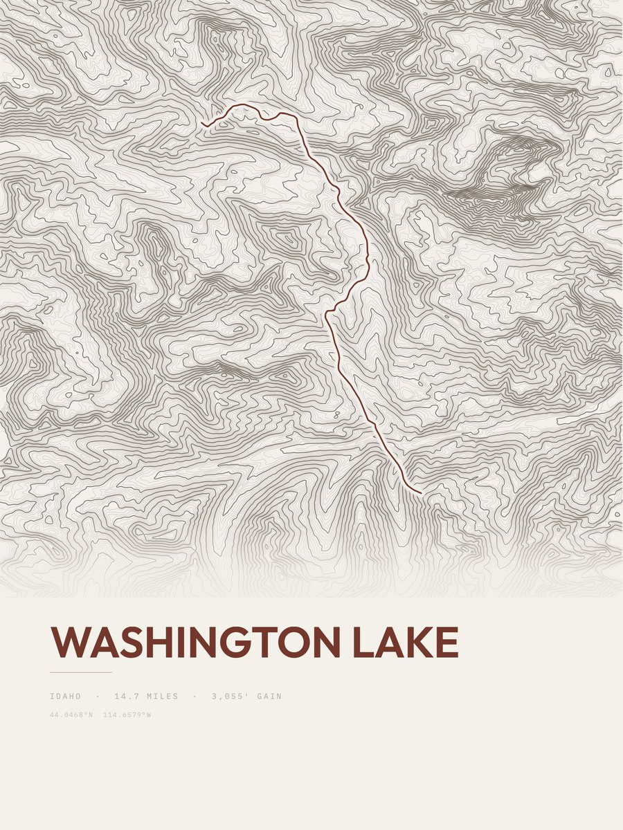 Washington Lake topographic trail print