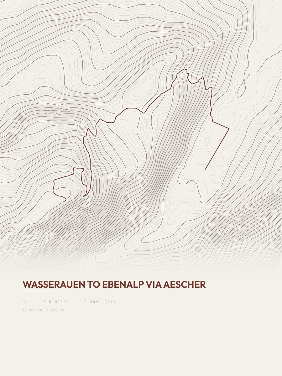 Wasserauen to Ebenalp Topographic print