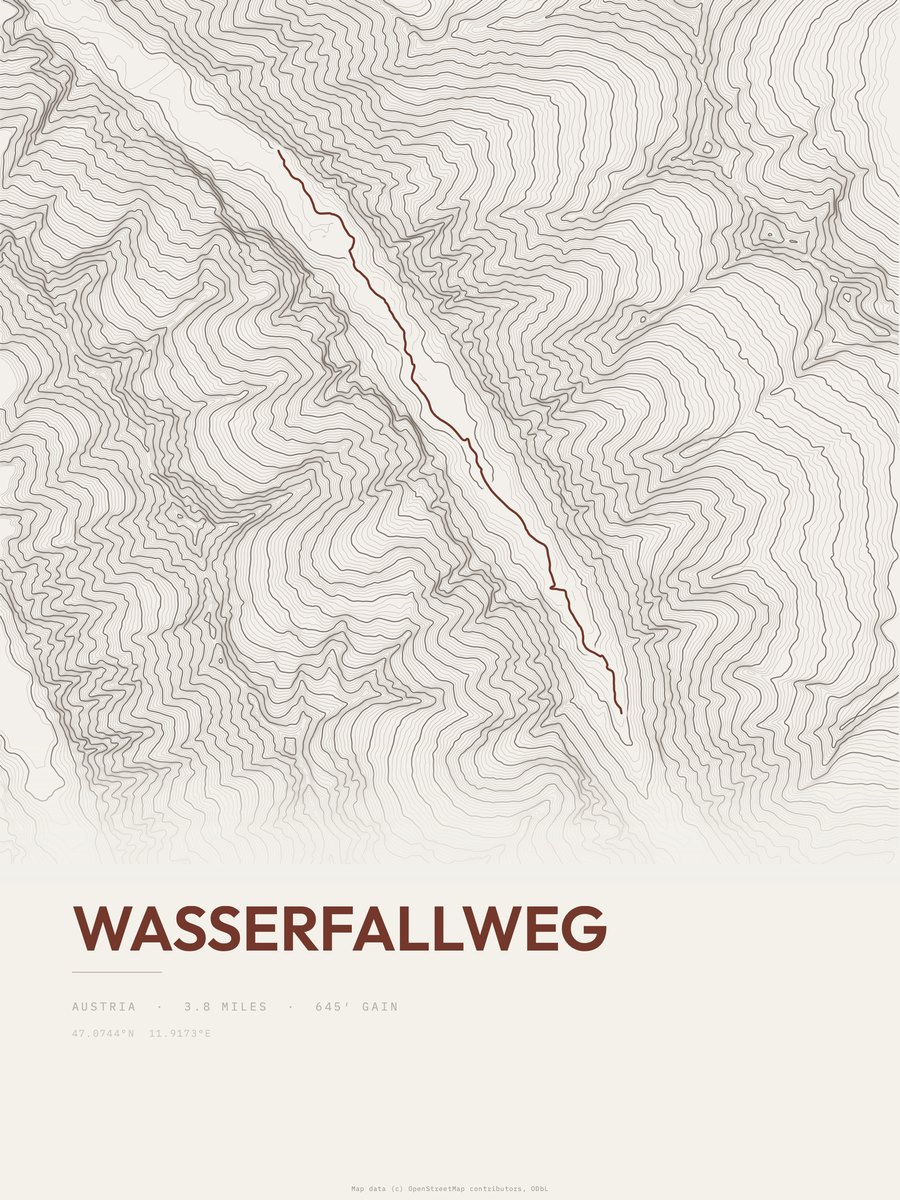 Wasserfallweg Topographic print