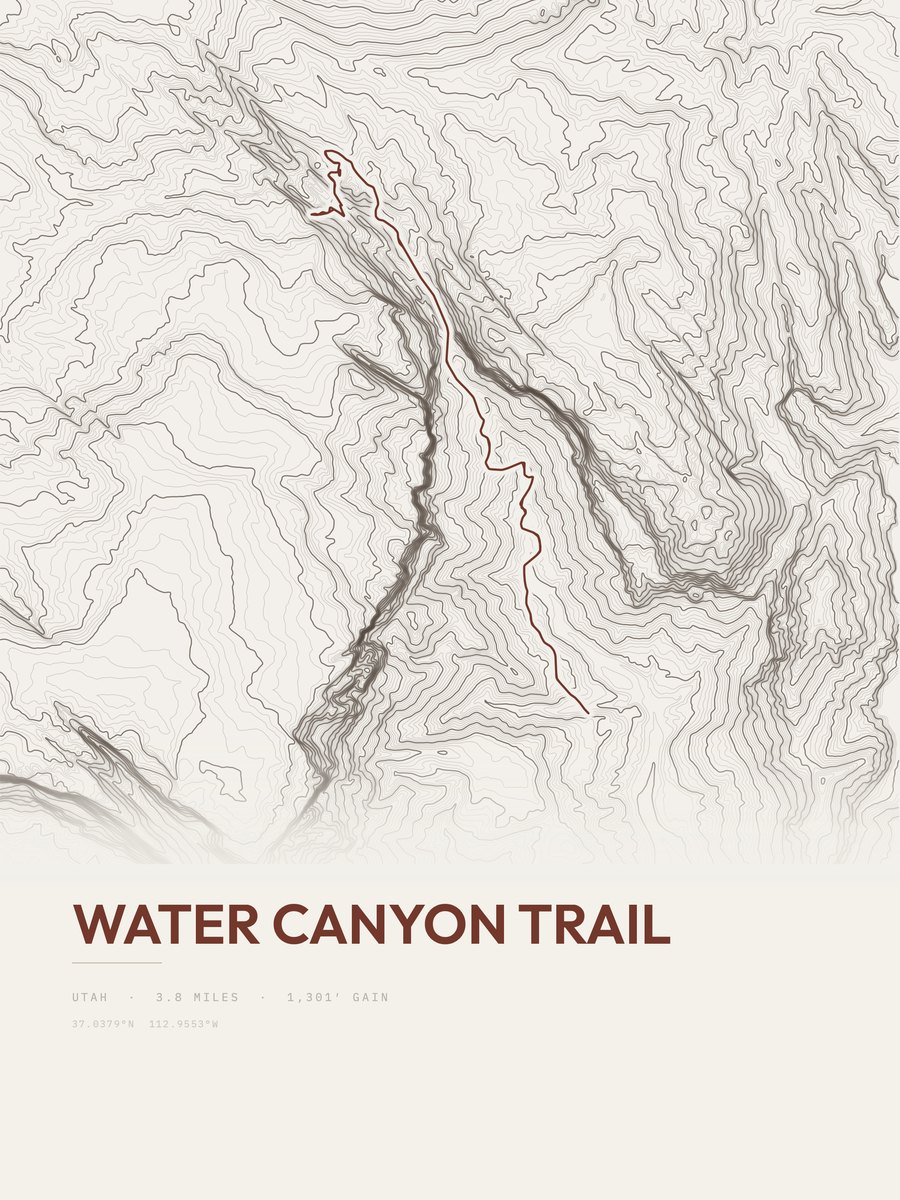 Water Canyon Trail Topographic print