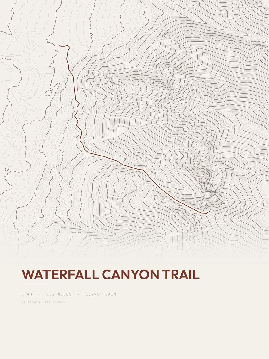 Waterfall Canyon Trail Topographic print