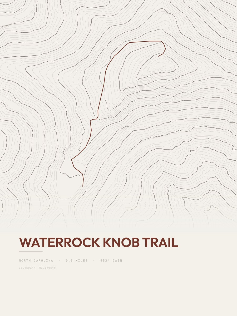 Waterrock Knob Trail topographic trail print