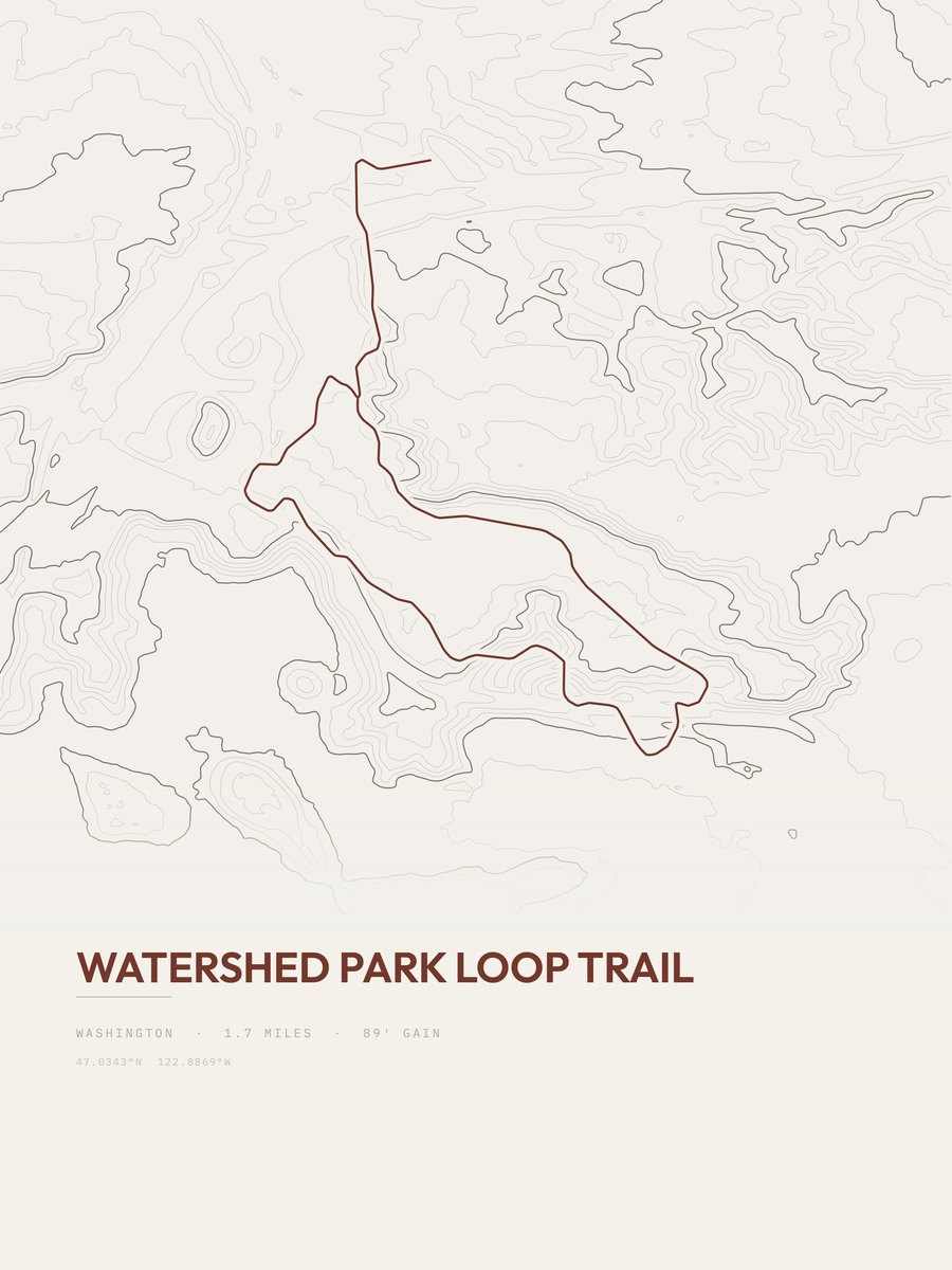 Watershed Park Loop Trail topographic trail print