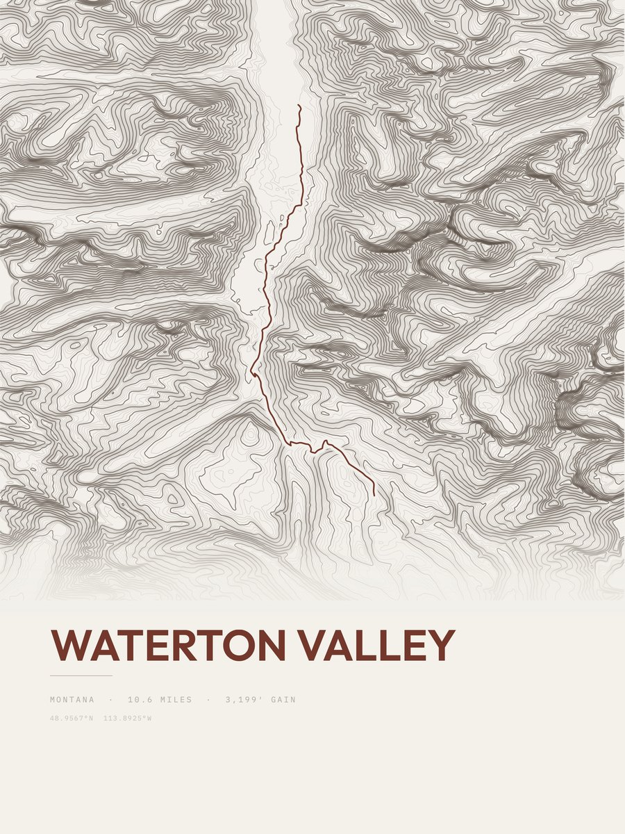 Waterton Valley Topographic print