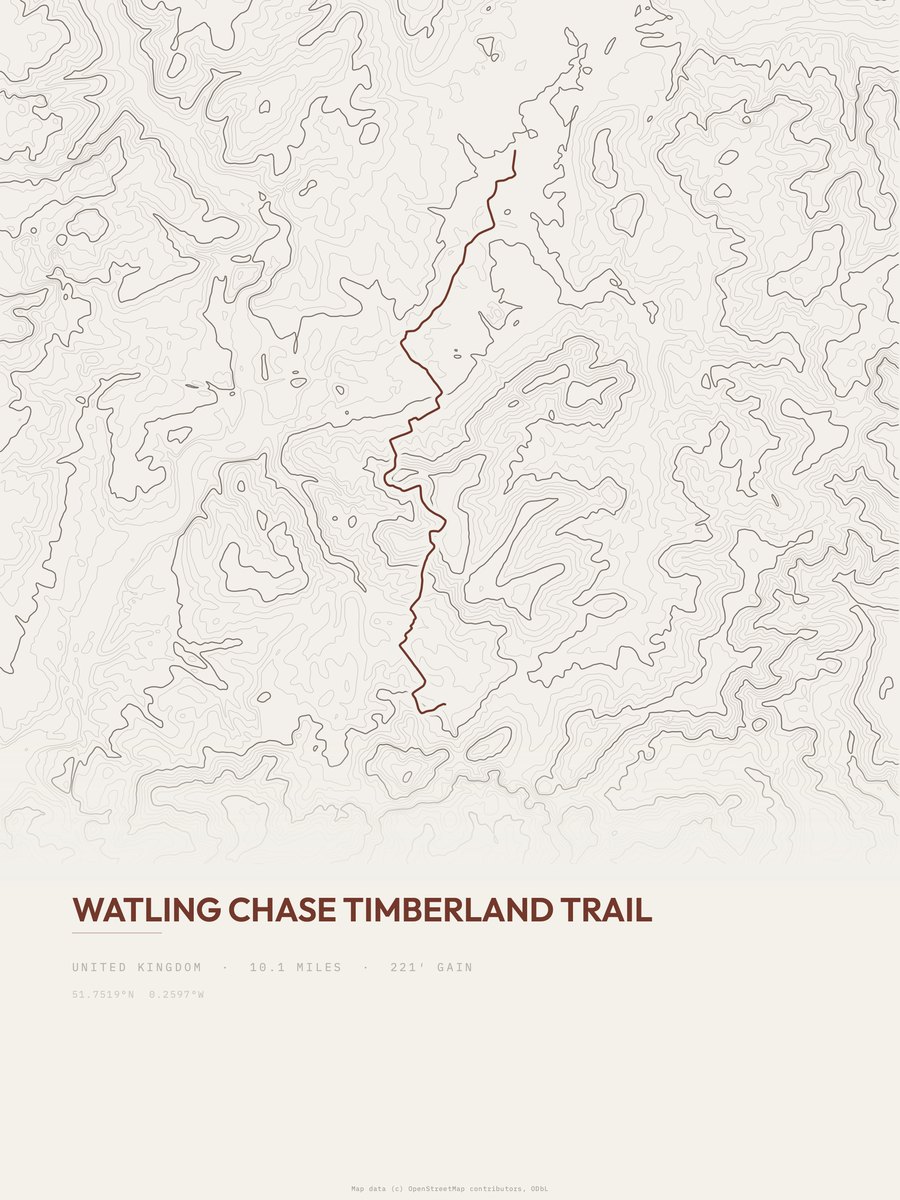 Watling Chase Timberland Trail topographic trail print