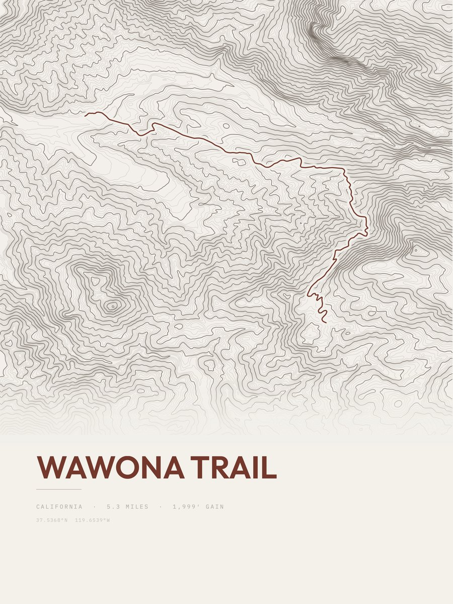 Wawona Trail topographic trail print