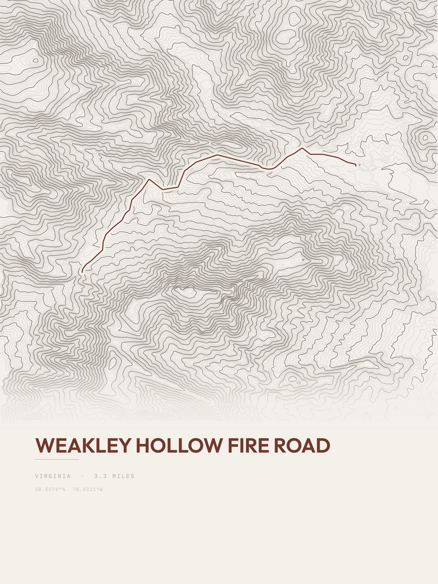Weakley Hollow Fire Road Topographic print