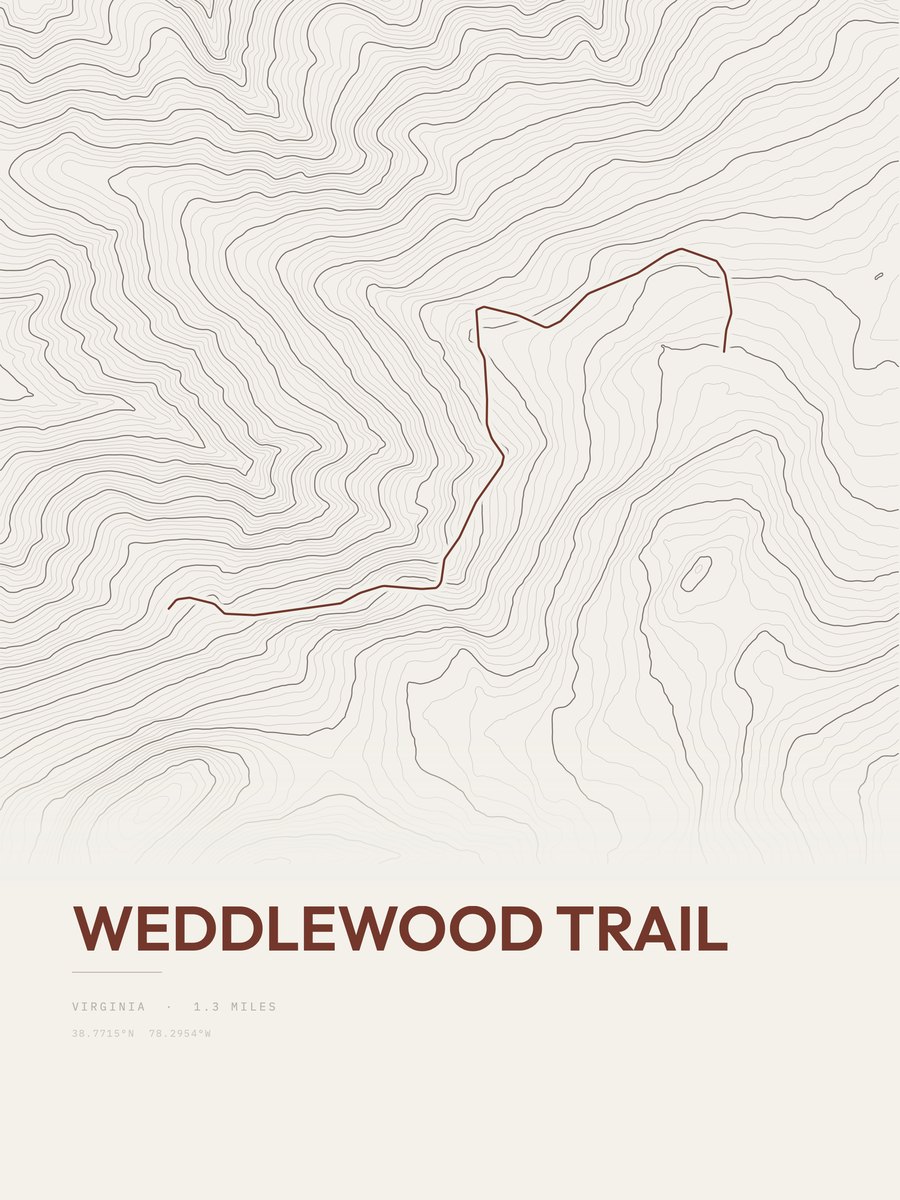 Weddlewood Trail topographic trail print