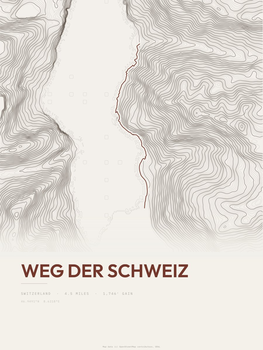 Weg der Schweiz Topographic print