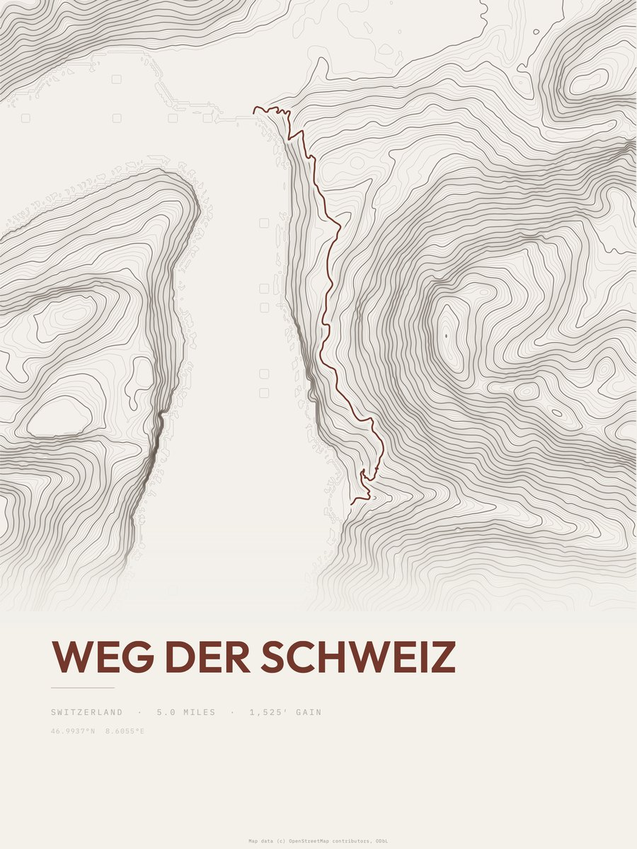 Weg der Schweiz Topographic print