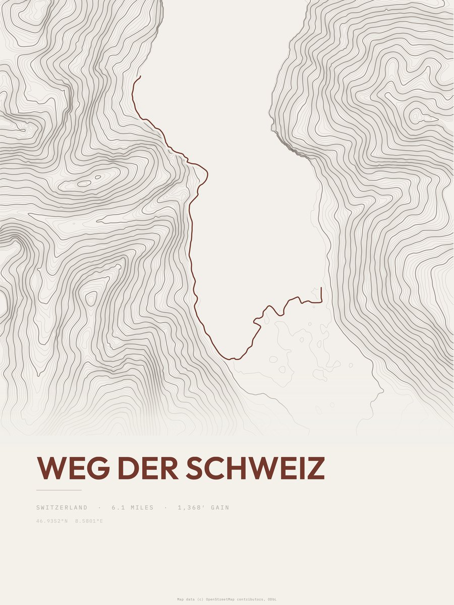 Weg der Schweiz Topographic print