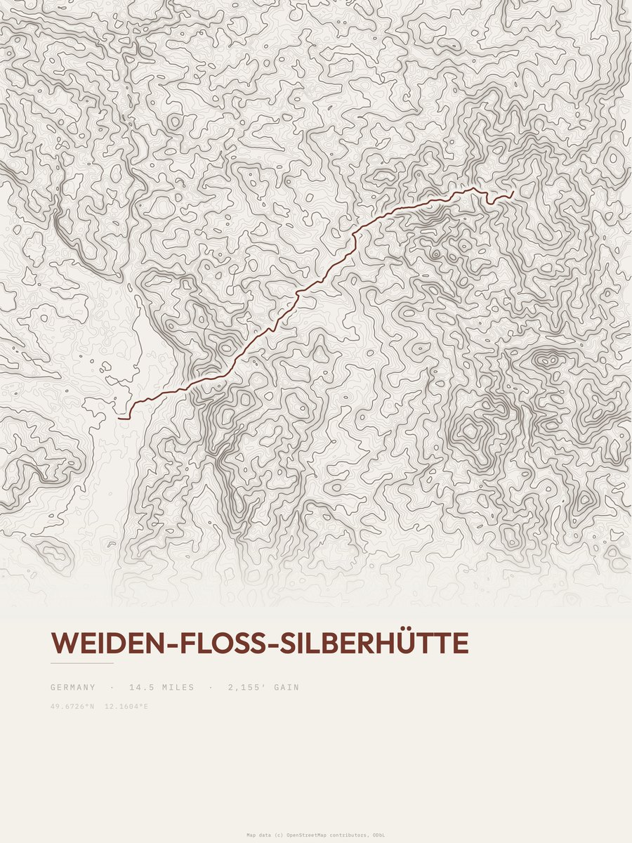 Weiden-Floß-Silberhütte Topographic print