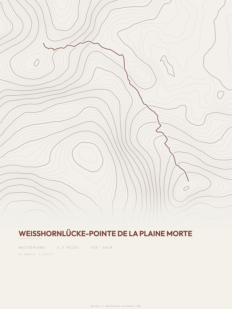 Pointe de la Plaine Morte Topographic print