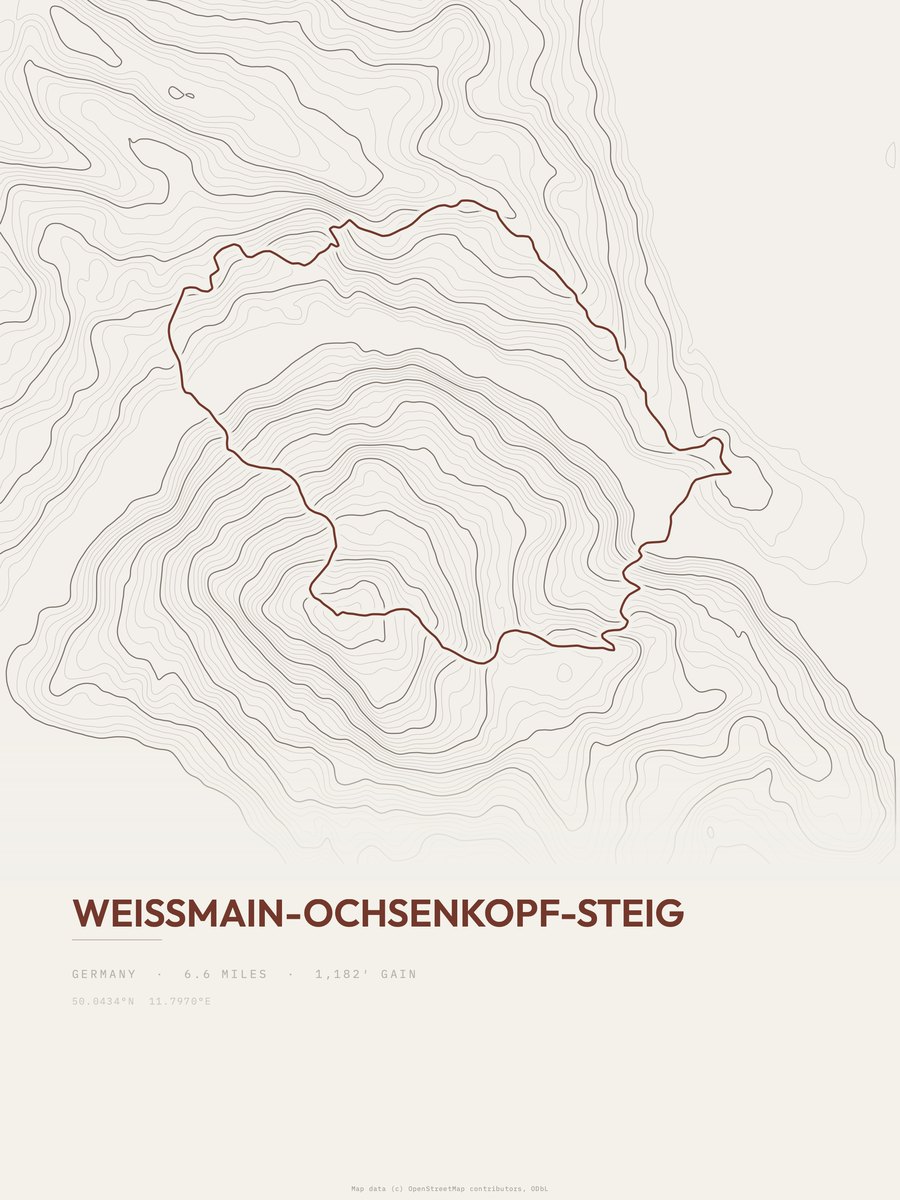 Weißmain-Ochsenkopf-Steig Topographic print