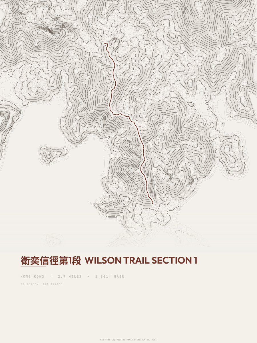 Wilson Trail topographic trail print