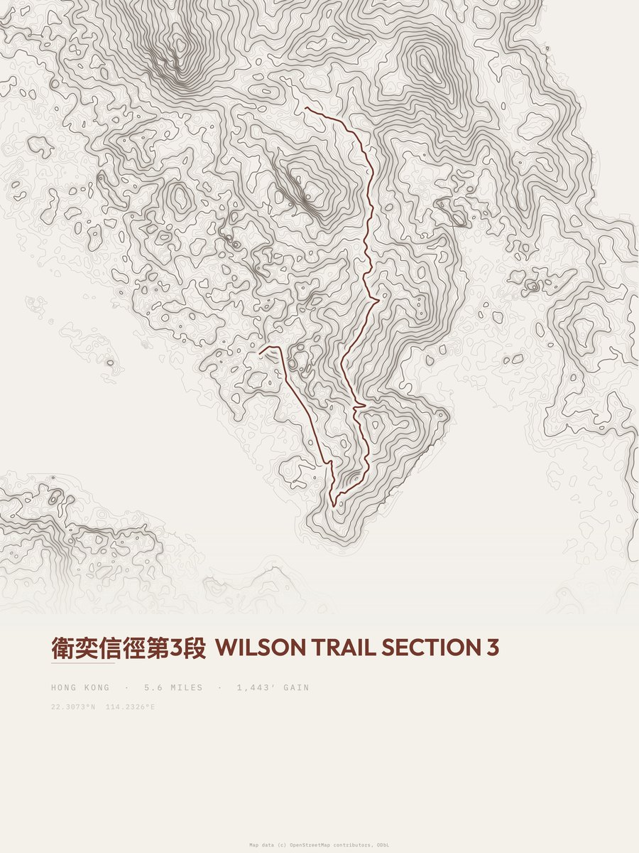 Wilson Trail topographic trail print