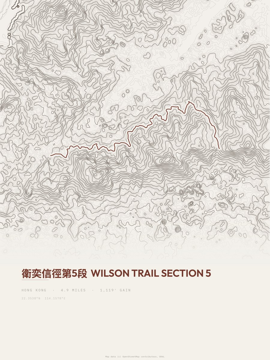Wilson Trail topographic trail print