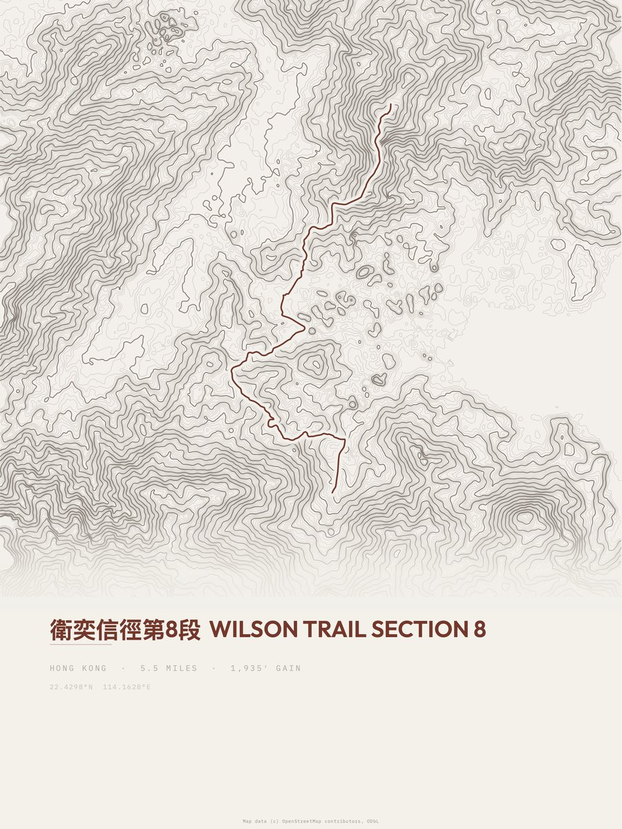 Wilson Trail topographic trail print