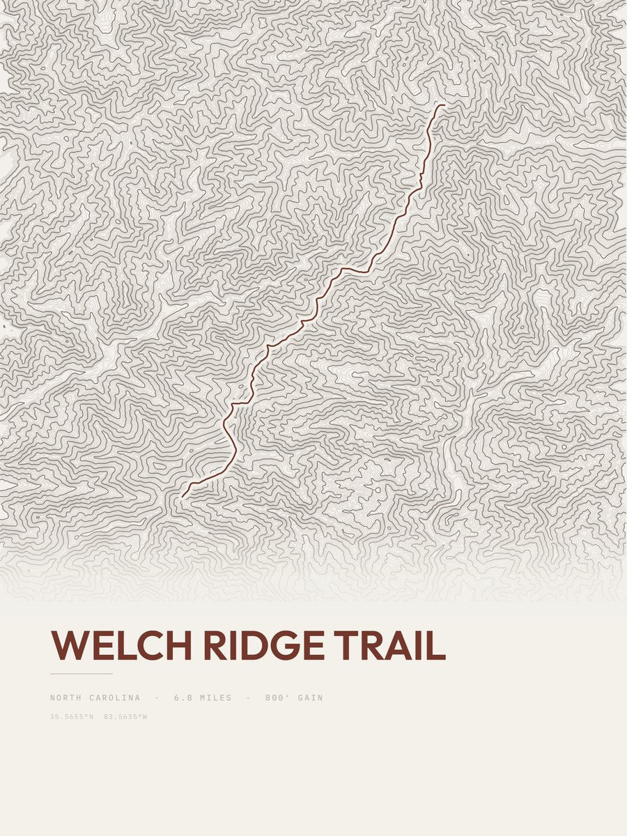 Welch Ridge Trail Topographic print