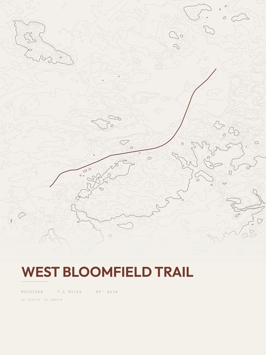 West Bloomfield Trail Topographic print