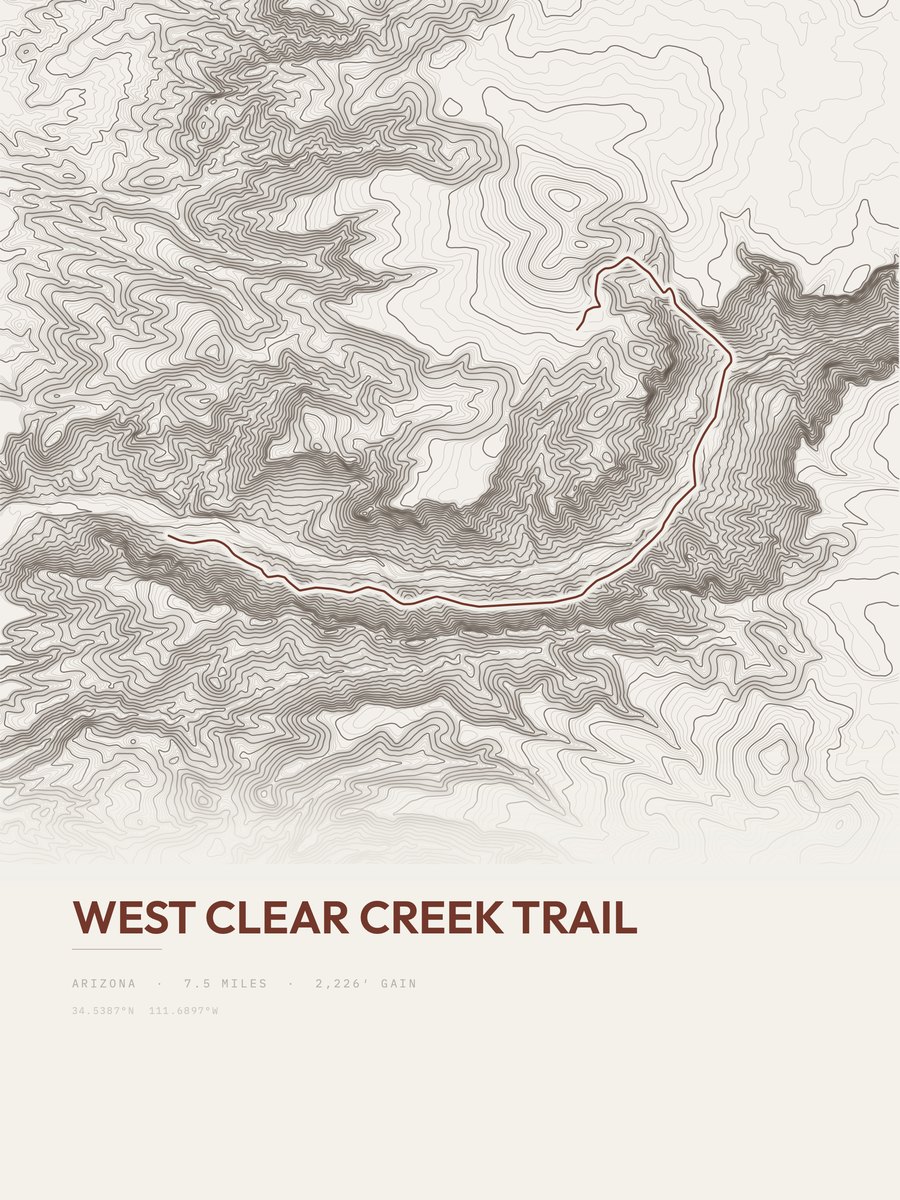 West Clear Creek Trail Topographic print
