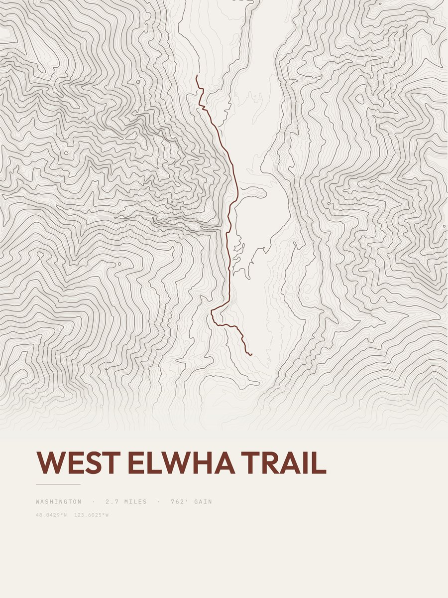 West Elwha Trail Topographic print