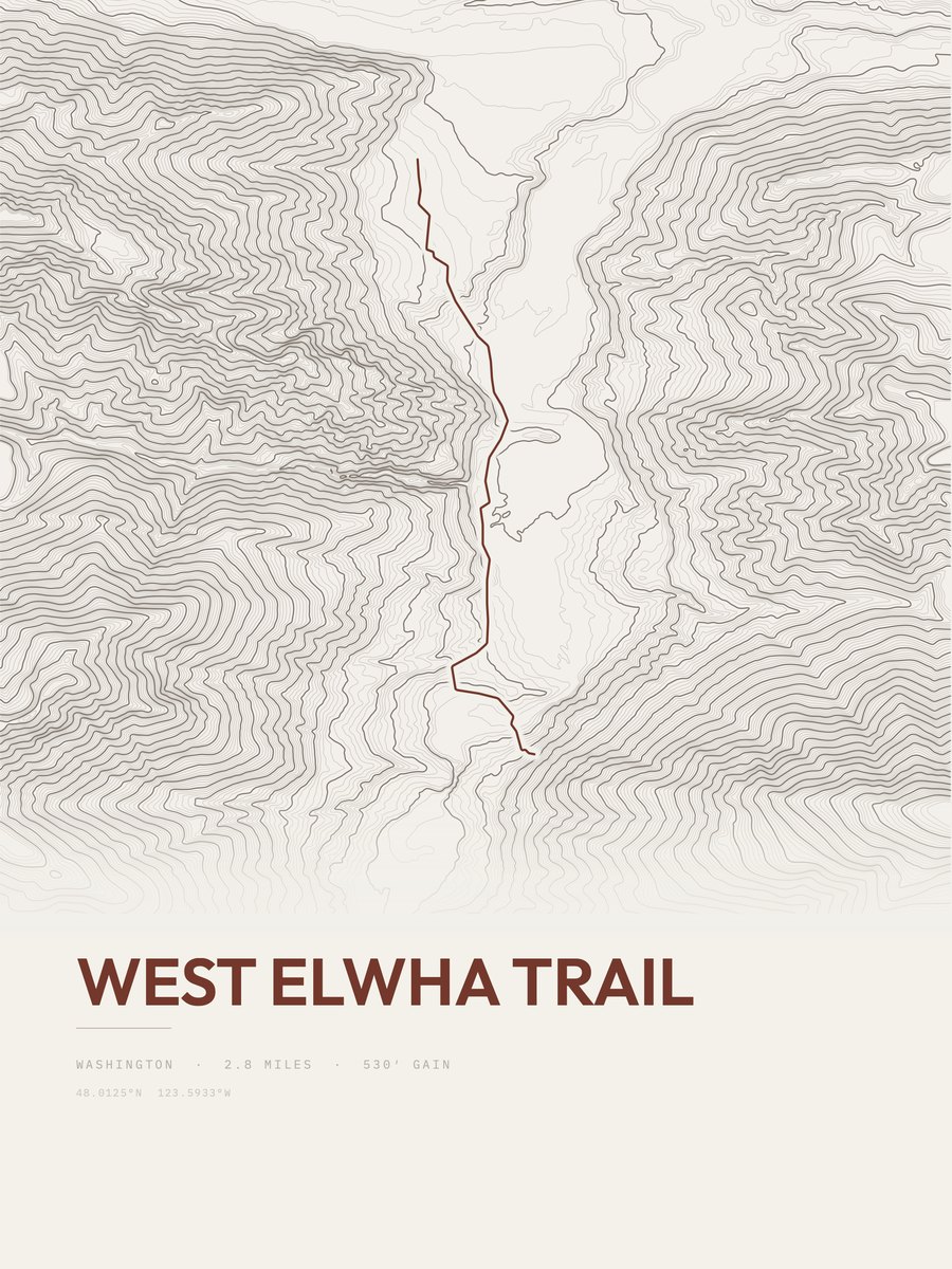 West Elwha Trail Topographic print
