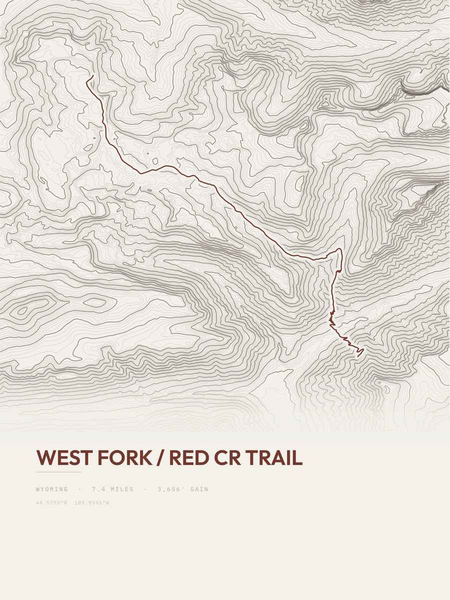 West Fork / red Cr Trail topographic trail print
