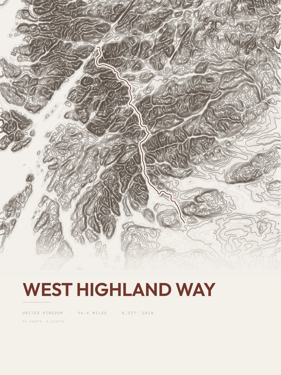 West Highland Way Topographic print